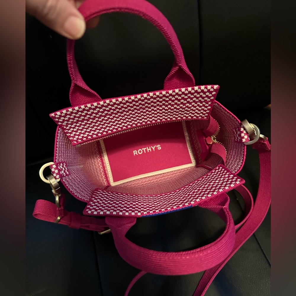 Rothy's Pink and White Mini Tote Crossbody - Picture 2 of 6